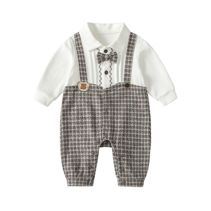 Autumn Hot Selling Baby Boys Color Patchwork Plaid Rompers Bodysuits with Collar, MyKids-USA®, Baby One-Pieces, MyKids-USA -  -  -  -  -  -  - 