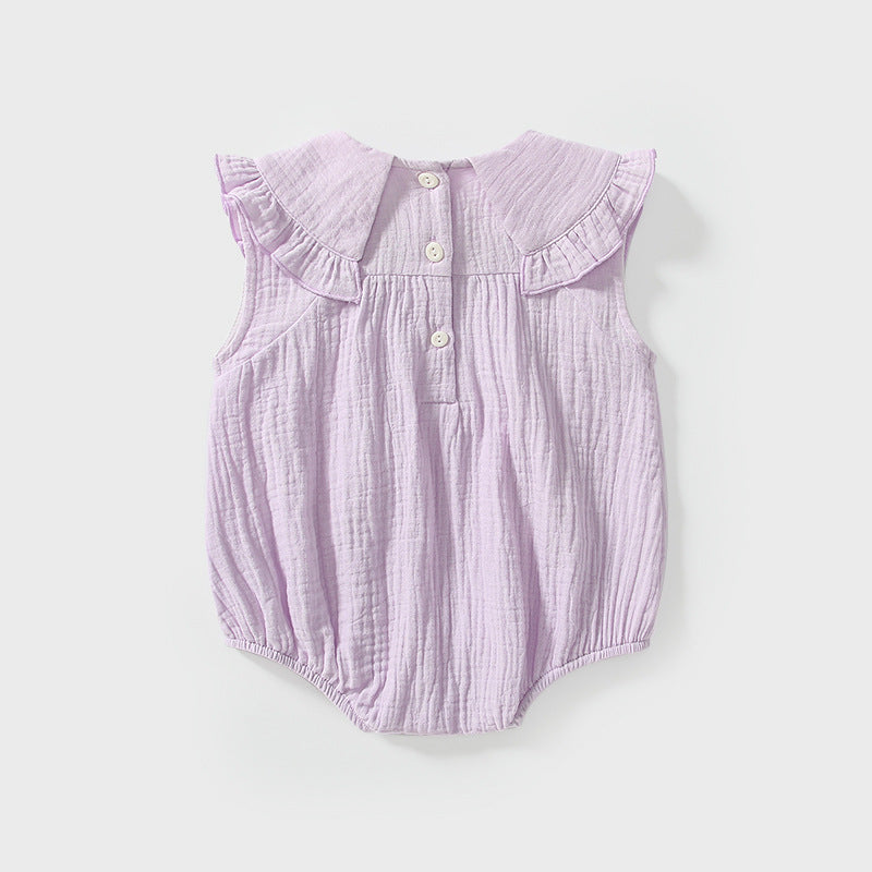 Summer Arrival Sleeveless Flowers Pattern Collar Purple Onesies for Stylish Girls, MyKids-USA®, Baby One-Pieces, MyKids-USA -  -  -  -  -  -  - 