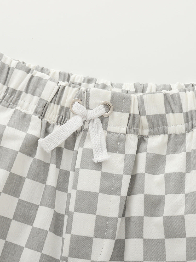 Summer Arrival Baby Kids Casual Style Plaid Shorts