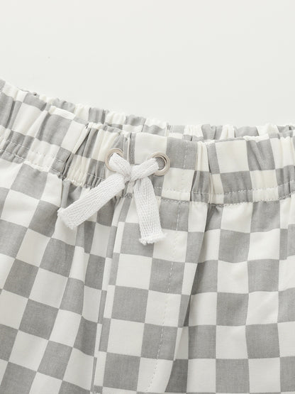 Summer Arrival Baby Kids Casual Style Plaid Shorts