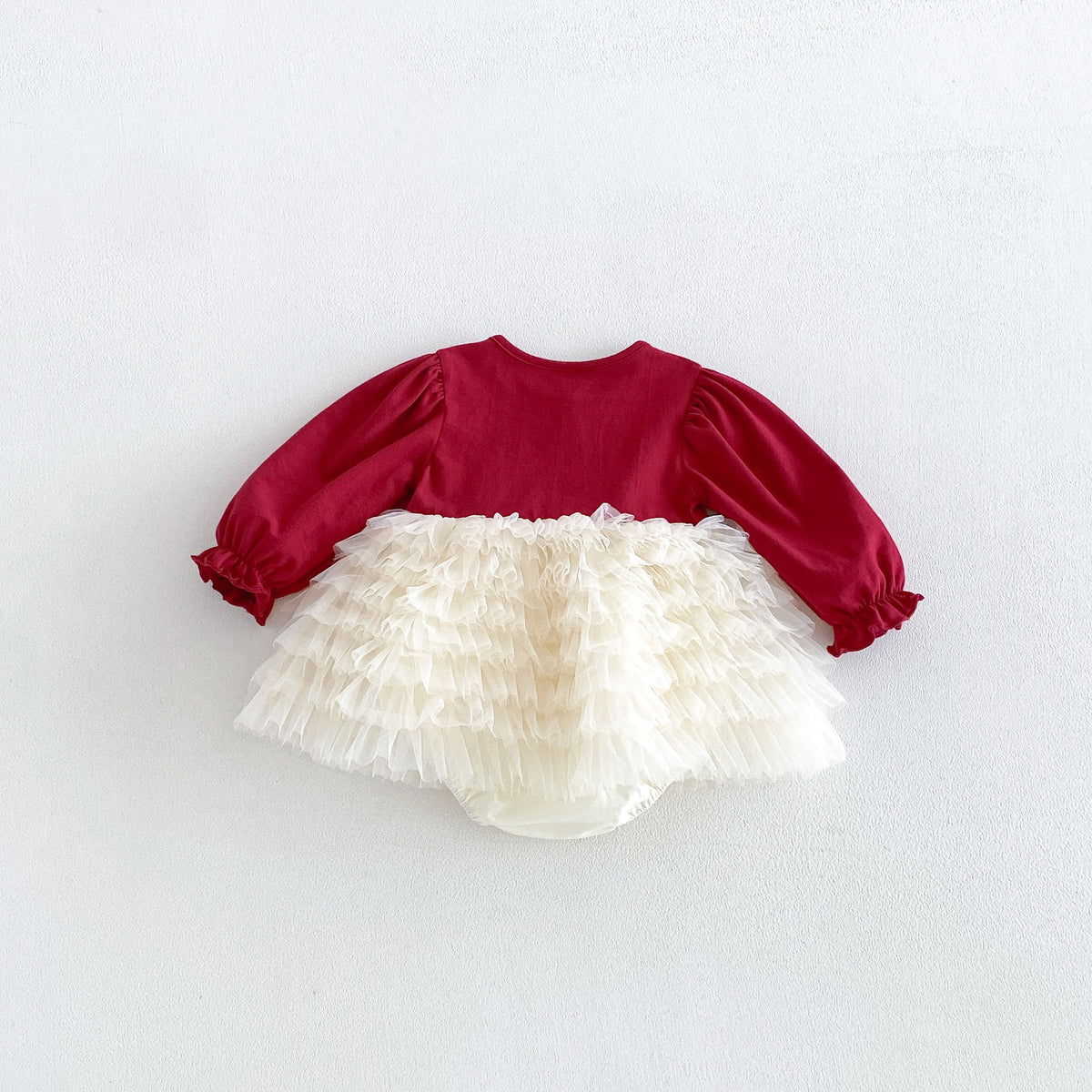 MyKids-USA® Baby Girls Long Sleeves Color Patchwork Tulle Bodysuit Dress