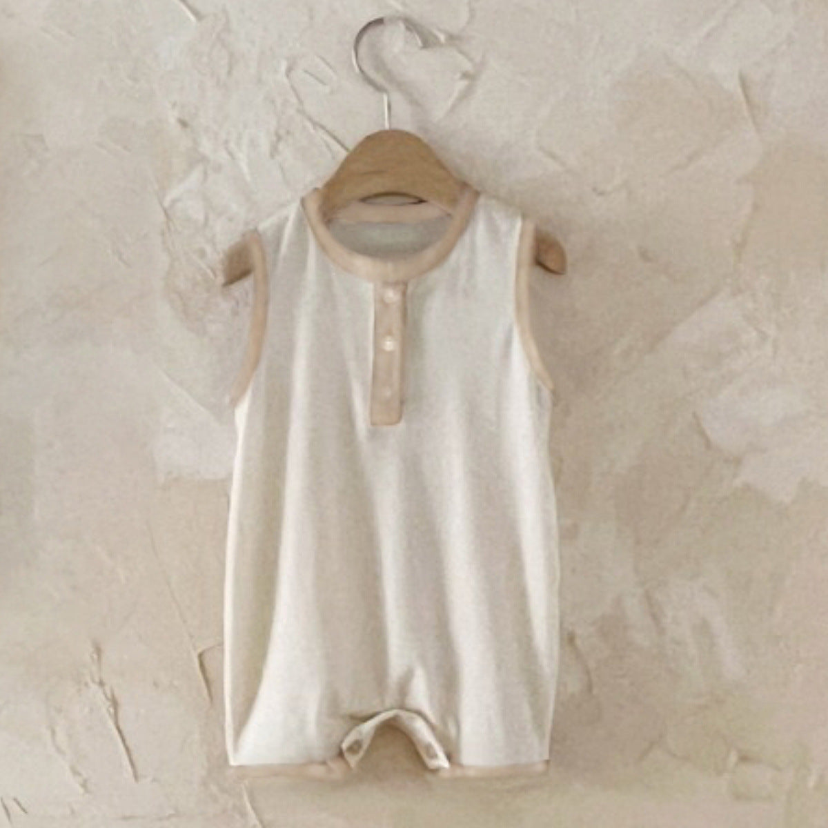 Summer Arrival Baby Unisex Simple Color Patchwork Sleeveless Crew Neck Rompers, MyKids-USA®, Baby One-Pieces, MyKids-USA - Size/Age - 66 (3-6M) - Color - White -  -  - TR2505112210-B