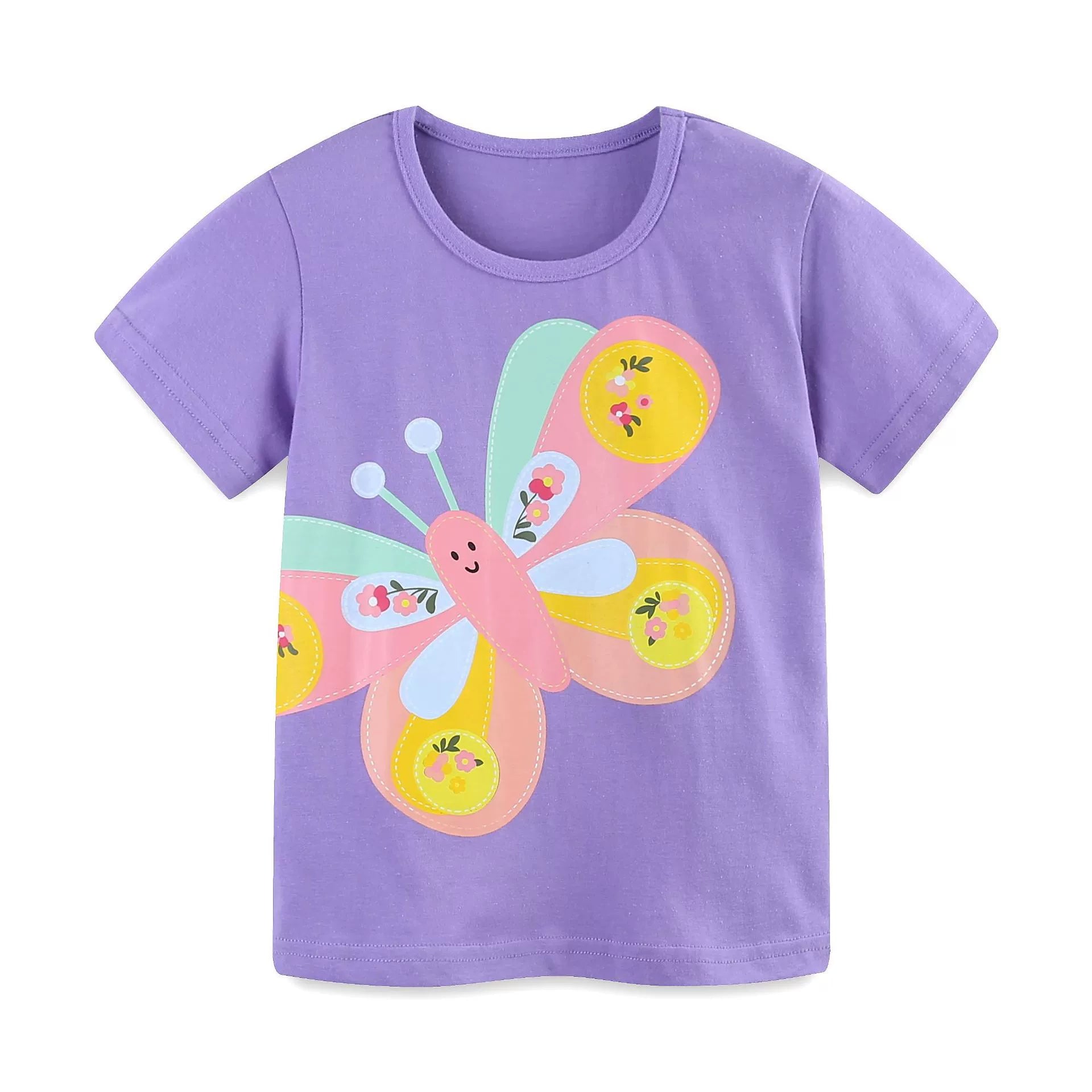 Summer Baby Kids Cute Butterfly and Flowers Cartoon Pattern T-shirt Clothing Set for Girls, MyKids-USA®, T-Shirts, MyKids-USA -  -  -  -  -  -  - 