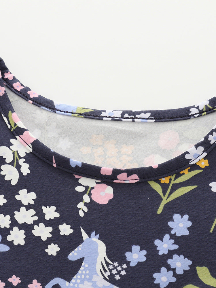 Summer Baby Kids Girls Short Sleeves Flowers and Cartoon Pattern Dress, MyKids-USA®, Baby & Children's Dresses, MyKids-USA -  -  -  -  -  -  - .