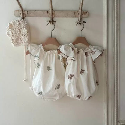 Summer Hot Selling Baby Kids Girls Fly Sleeves Flowers Pattern Embroidered Princess Onesies, MyKids-USA®, Baby One-Pieces, MyKids-USA -  -  -  -  -  -  - 