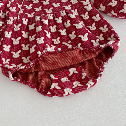 Autumn Arrival Baby Girls Long Sleeves Rabbits Jacquard Pattern Onesies, MyKids-USA®, Baby One-Pieces, MyKids-USA -  -  -  -  -  -  - 