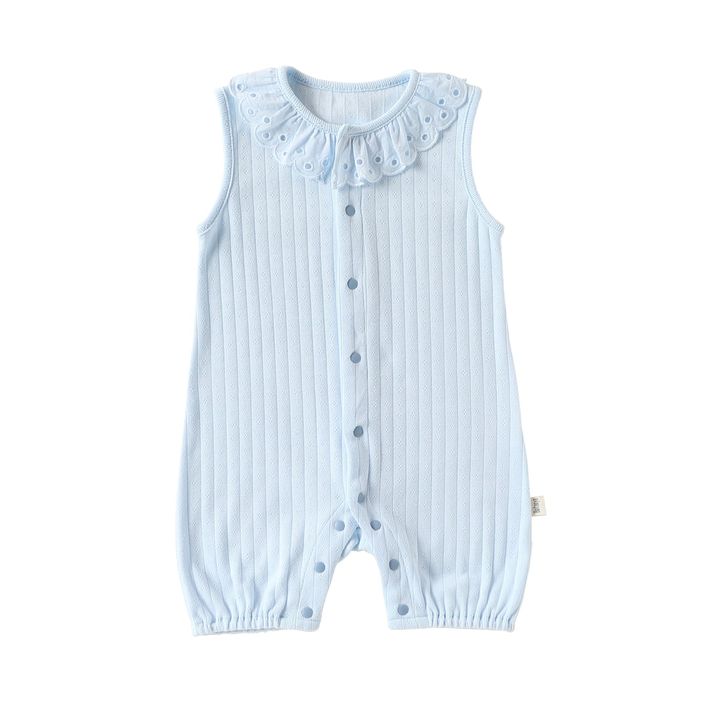 Summer Arrival Baby Girls Sleeveless Lace Trim Collar Single Breasted Rompers Bodysuits, MyKids-USA®, Baby & Children's One-Pieces, MyKids-USA - Size/Age - 66 (3-6M) - Color - Blue -  -  - TR2604272356-B.