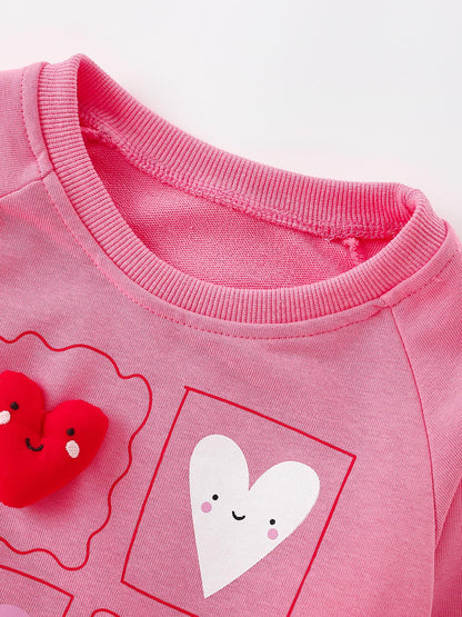 MyKids-USA® Winter and Autumn Baby Kids Girls Hearts Cartoon Pattern Long Sleeves Sweatshirt and Plaid Pants Clothing Set