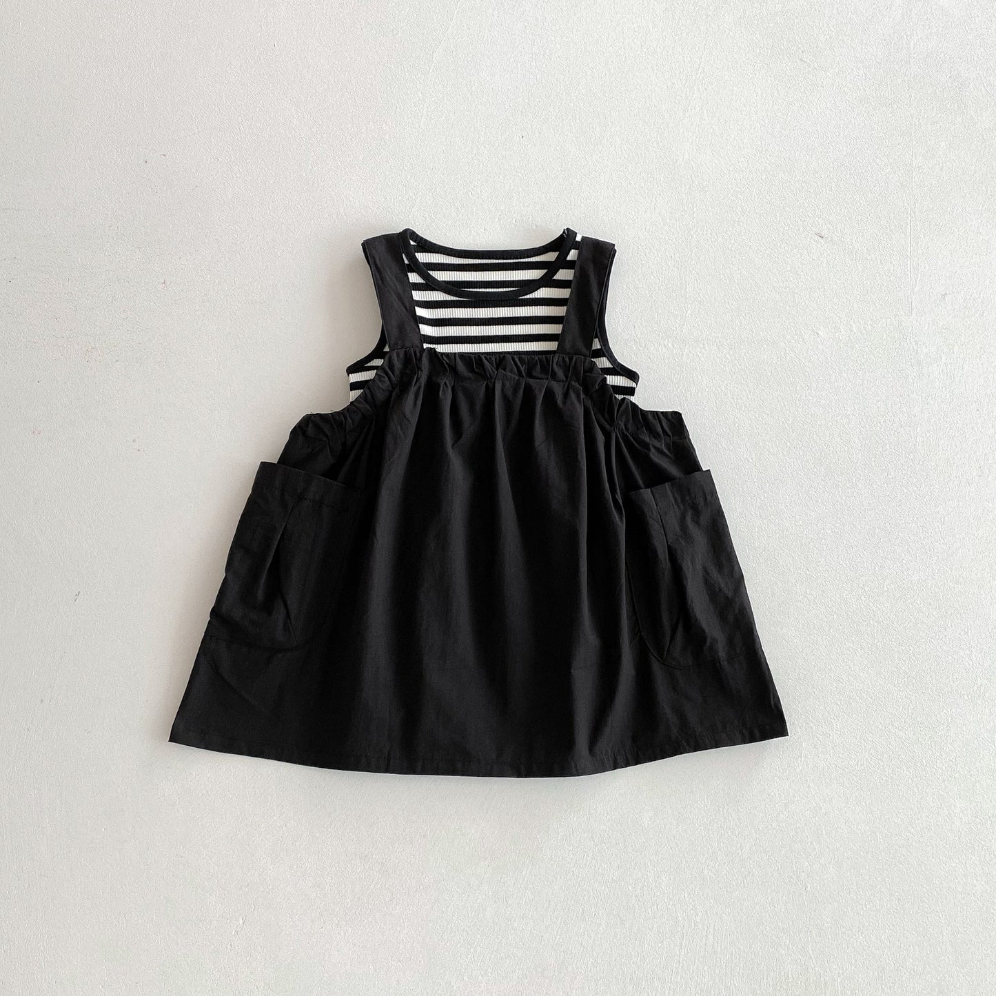 MyKids-USA® Arrival Summer Baby Kids Sleeveless Vest and Black Dress Clothing Set