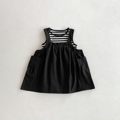 MyKids-USA® Arrival Summer Baby Kids Sleeveless Vest and Black Dress Clothing Set