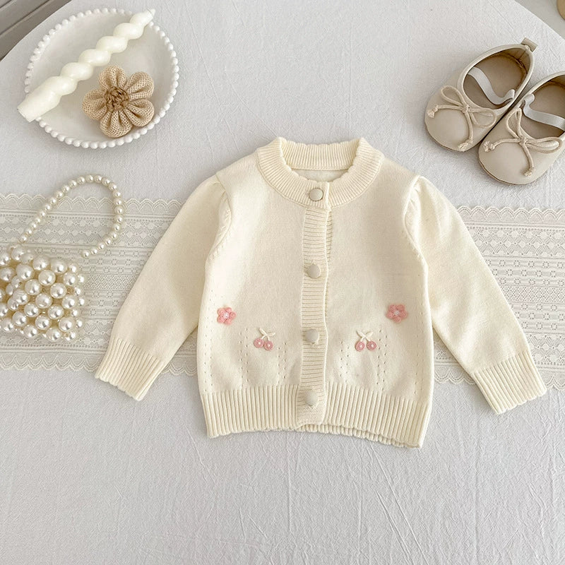 Autumn Arrival Baby Girls Comfortable Flowers and Fruits Decorated Knitted Long Sleeves Cardigan, MyKids-USA®, Cardigans, MyKids-USA -  -  -  -  -  -  - 