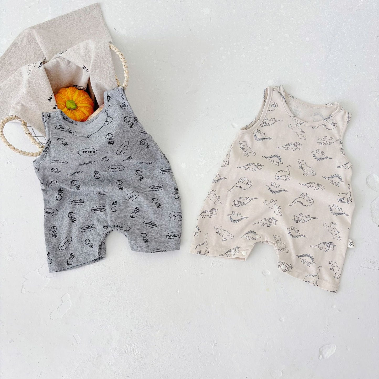 Summer Arrival Baby Unisex Simple Dinosaurs Pattern Sleeveless Crew Neck Rompers, MyKids-USA®, Baby One-Pieces, MyKids-USA -  -  -  -  -  -  - 