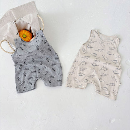 Summer Arrival Baby Unisex Simple Dinosaurs Pattern Sleeveless Crew Neck Rompers, MyKids-USA®, Baby One-Pieces, MyKids-USA -  -  -  -  -  -  - 