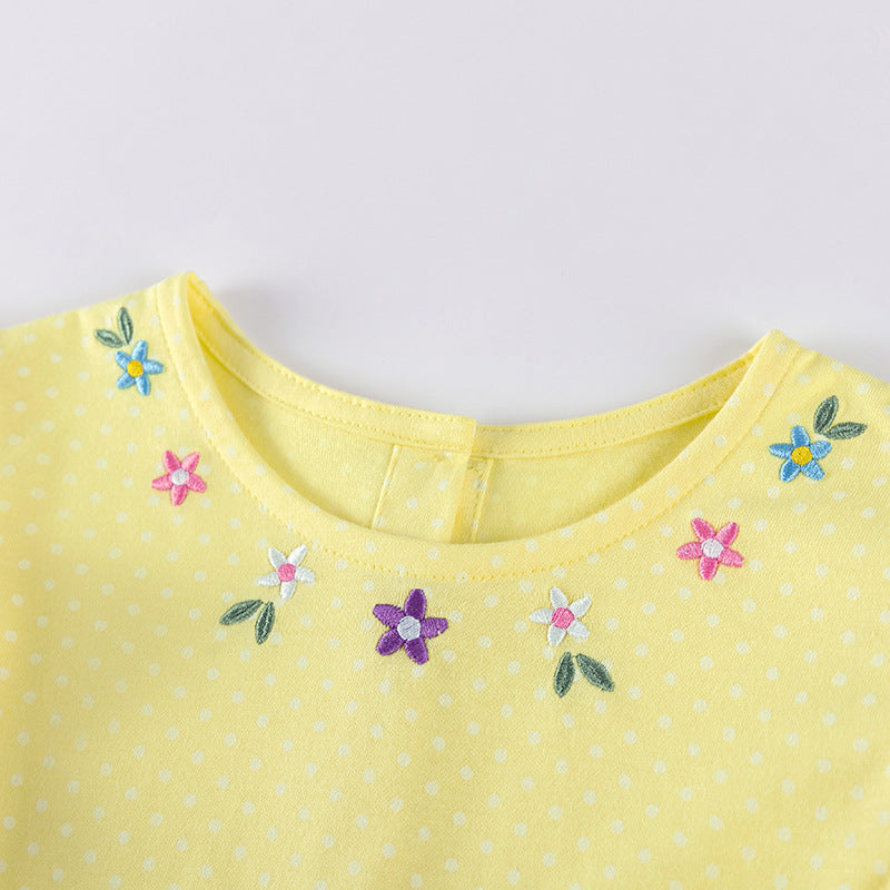 Autumn Arrival Cartoon Rabbits and Flowers Pattern Long Sleeves Crew Neck Dress for Stylish Girls, MyKids-USA®, Baby & Toddler Dresses, MyKids-USA -  -  -  -  -  -  - 