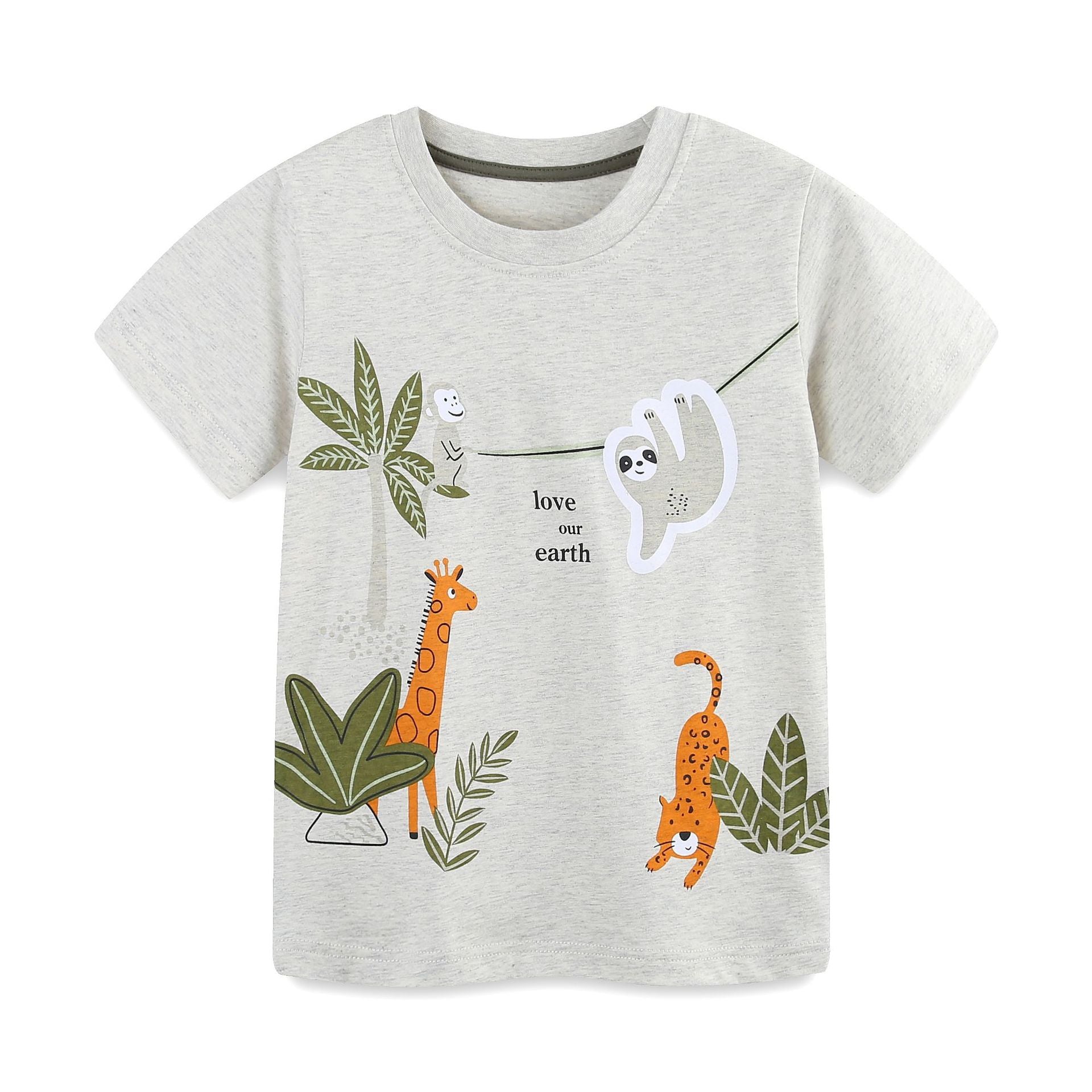 Summer Baby Kids Cartoon Jungle Animals Pattern T-shirt and Plain Shorts Clothing Set for Boys, MyKids-USA®, Baby & Toddler Outfits, MyKids-USA -  -  -  -  -  -  - 