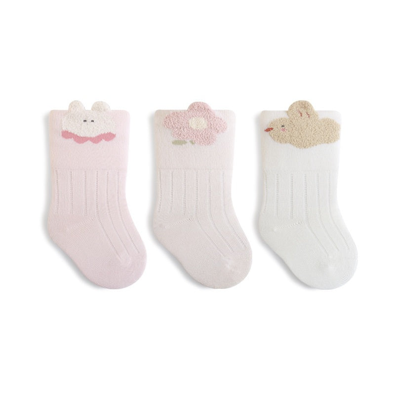 Autumn Arrival Baby Unisex Breathable Cute Cartoon Pattern Socks 1 Lot=3-Pair Set, MyKids-USA®, Baby & Toddler Socks & Tights, MyKids-USA - Size/Age - XS (0-6M) - Color - Light Pink -  -  - TR2511140108-C