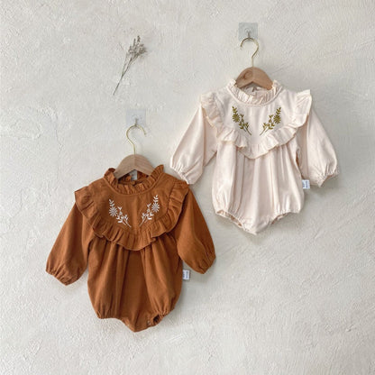 MyKids-USA® Autumn Long Sleeve Flowers Embroidered Baby Kids Girls Princess Bodysuit