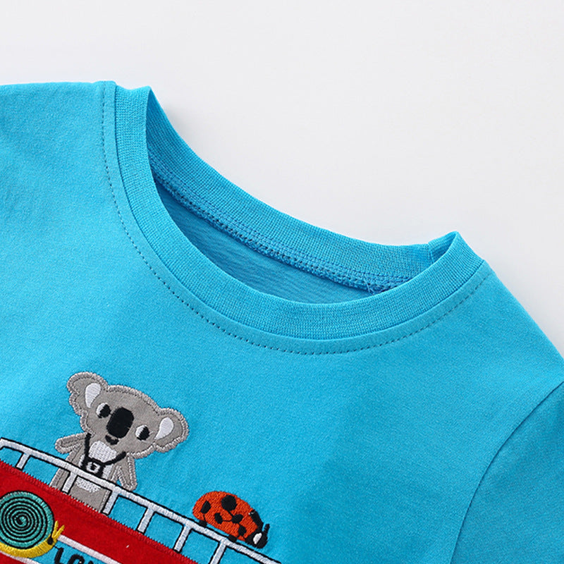 Summer Boys’ English Elements and Animals Cartoon Pattern T-shirt in European and American Style, MyKids-USA®, T-Shirts, MyKids-USA -  -  -  -  -  -  - 