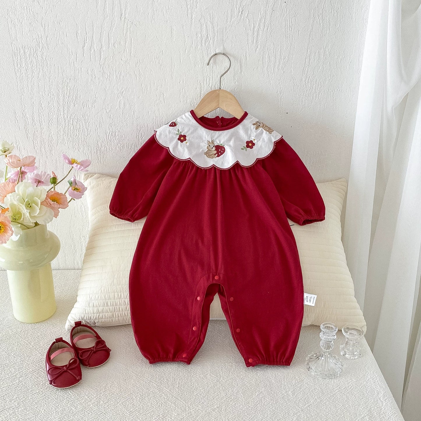 Autumn Hot Selling Baby Girls Long Sleeves Red Rabbit and Strawberry Pattern Rompers, MyKids-USA®, Baby One-Pieces, MyKids-USA -  -  -  -  -  -  - 