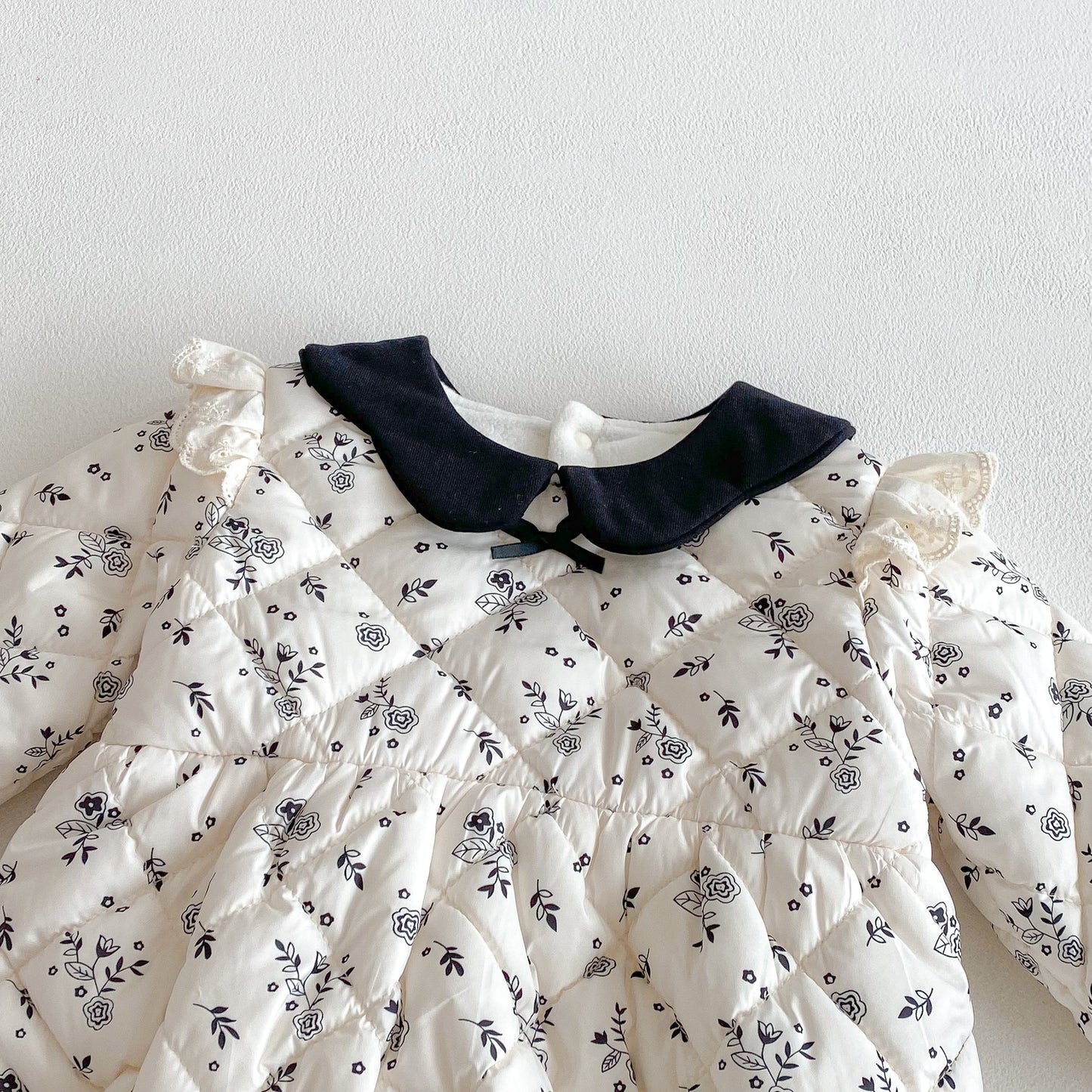 Winter Arrival Baby Girls Long Sleeves Floral Pattern Fleece-Lined Bodysuit, MyKids-USA®, Bodysuits, MyKids-USA -  -  -  -  -  -  - .