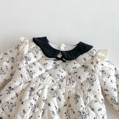 Winter Arrival Baby Girls Long Sleeves Floral Pattern Fleece-Lined Bodysuit, MyKids-USA®, Bodysuits, MyKids-USA -  -  -  -  -  -  - .