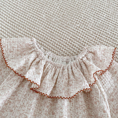 Autumn Arrival Baby Girls Long Sleeves Floral Pattern Rompers with Ruffle Collar, MyKids-USA®, Baby One-Pieces, MyKids-USA -  -  -  -  -  -  - 