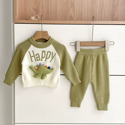 Arrival Autumn Baby Unisex Long Sleeves Color Patchwork Letters and Cartoon Pattern Knitted Top Sweater and Long Trousers Clothing Set, MyKids-USA®, Baby & Toddler Outfits, MyKids-USA - Size/Age - 66 (3-6M) - Color - Green -  -  - TR2507172014-A