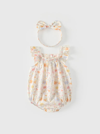 Summer Arrival Baby Girls Sleeveless Floral Pattern Bodysuits