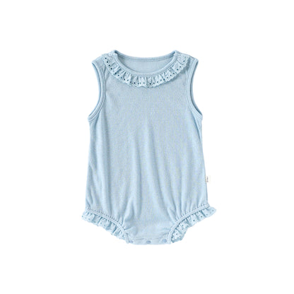 Summer Arrival Baby Girls Hollow-out Pattern Onesies Bodysuits with Collar, MyKids-USA®, Baby One-Pieces, MyKids-USA - Size/Age - 66 (3-6M) - Color - Blue -  -  - TR2505212342-B