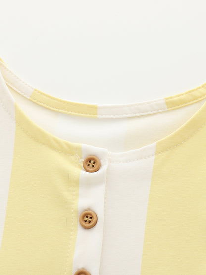 Summer Baby Kids Girls Short Sleeves Striped Pattern Dress