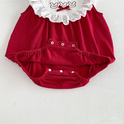 Design Summer Baby Kids Girls Sleeveless Lace Trim Color Patchwork Bodysuit