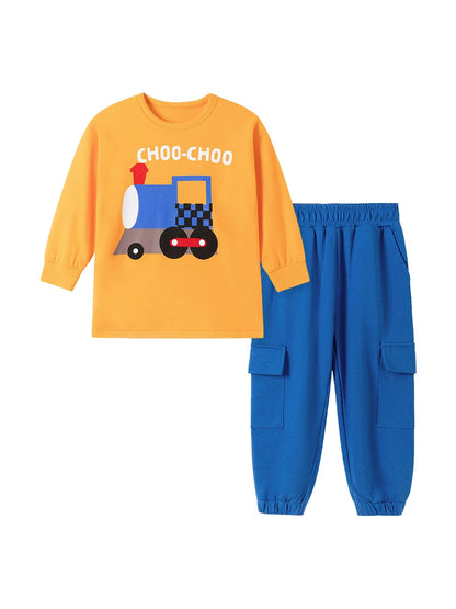 Spring and Autumn Boys Train Cartoon Pattern Long Sleeves Shirt and Pants Clothing Set, MyKids-USA®, Baby & Toddler Outfits, MyKids-USA -  -  -  -  -  -  - 