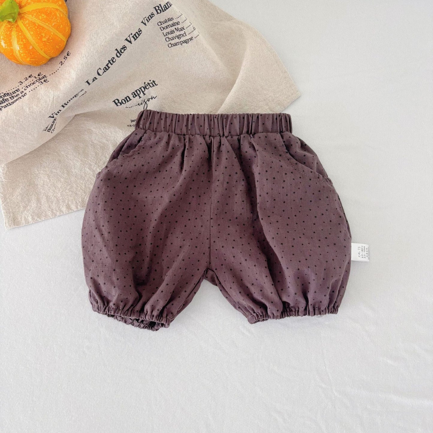 Summer Arrival Kids Unisex Cotton Casual Style Dots Pattern Shorts, MyKids-USA®, Shorts, MyKids-USA - Size/Age - 73 (6-9M) - Color - Coffee -  -  - TR2505112236-B