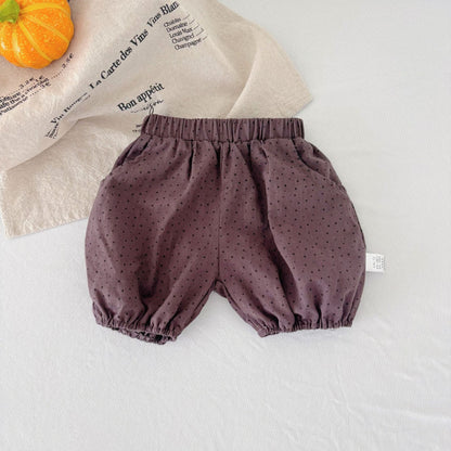 Summer Arrival Kids Unisex Cotton Casual Style Dots Pattern Shorts, MyKids-USA®, Shorts, MyKids-USA - Size/Age - 73 (6-9M) - Color - Coffee -  -  - TR2505112236-B