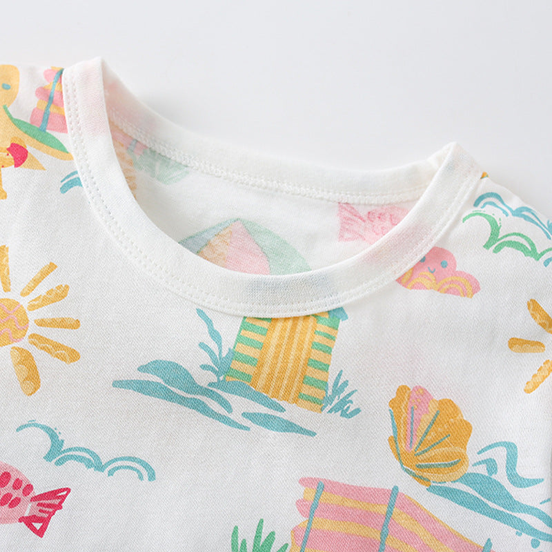 Summer Baby Kids Good Weather Cartoon Pattern T-shirt and Pink Shorts Clothing Set for Girls, MyKids-USA®, Baby & Toddler Outfits, MyKids-USA -  -  -  -  -  -  - 