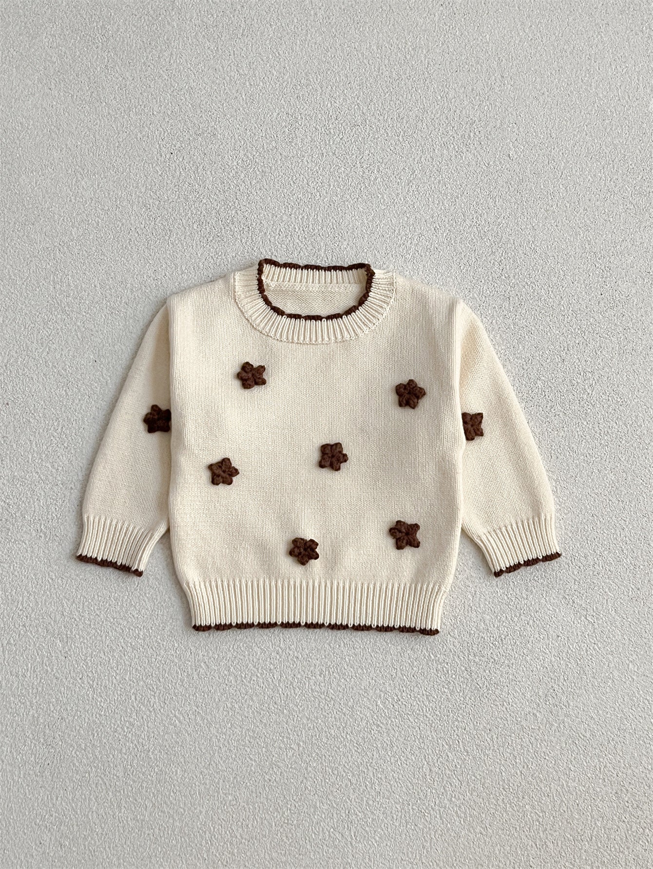 Autumn Arrival Baby Kids Girls Comfortable Knitted Long Sleeves Pullover with 3D Flowers Embroidery Pattern, MyKids-USA®, Baby & Toddler Outerwear, MyKids-USA - Size/Age - 66 (3-6M) - Color - Beige -  -  - TR2408151019-A