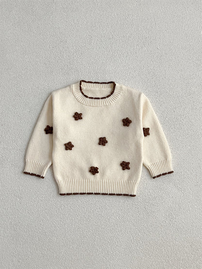Autumn Arrival Baby Kids Girls Comfortable Knitted Long Sleeves Pullover with 3D Flowers Embroidery Pattern, MyKids-USA®, Baby & Toddler Outerwear, MyKids-USA - Size/Age - 66 (3-6M) - Color - Beige -  -  - TR2408151019-A