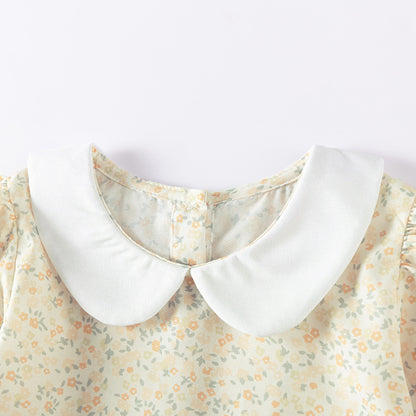 Autumn and Spring Arrival Cartoon and Floral Pattern Long Sleeves Dress with Peter Pan Collar for Stylish Girls, MyKids-USA®, Baby & Toddler Dresses, MyKids-USA -  -  -  -  -  -  - 