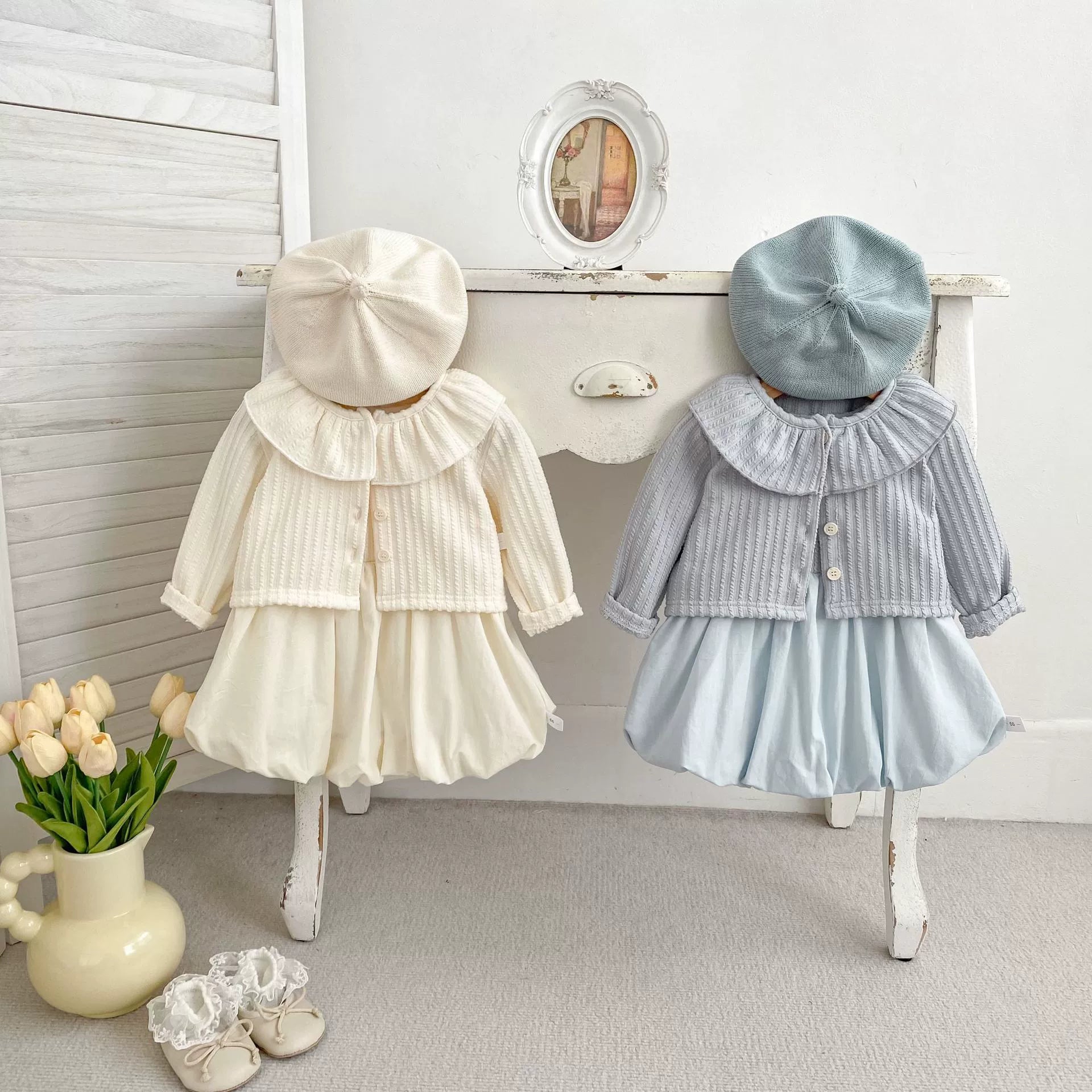 Spring and Autumn Baby Kids Girls Solid Color Long Sleeves Beige Cardigan and Sleeveless Onesies Clothing Set, MyKids-USA®, Baby & Toddler Outfits, MyKids-USA -  -  -  -  -  -  - 