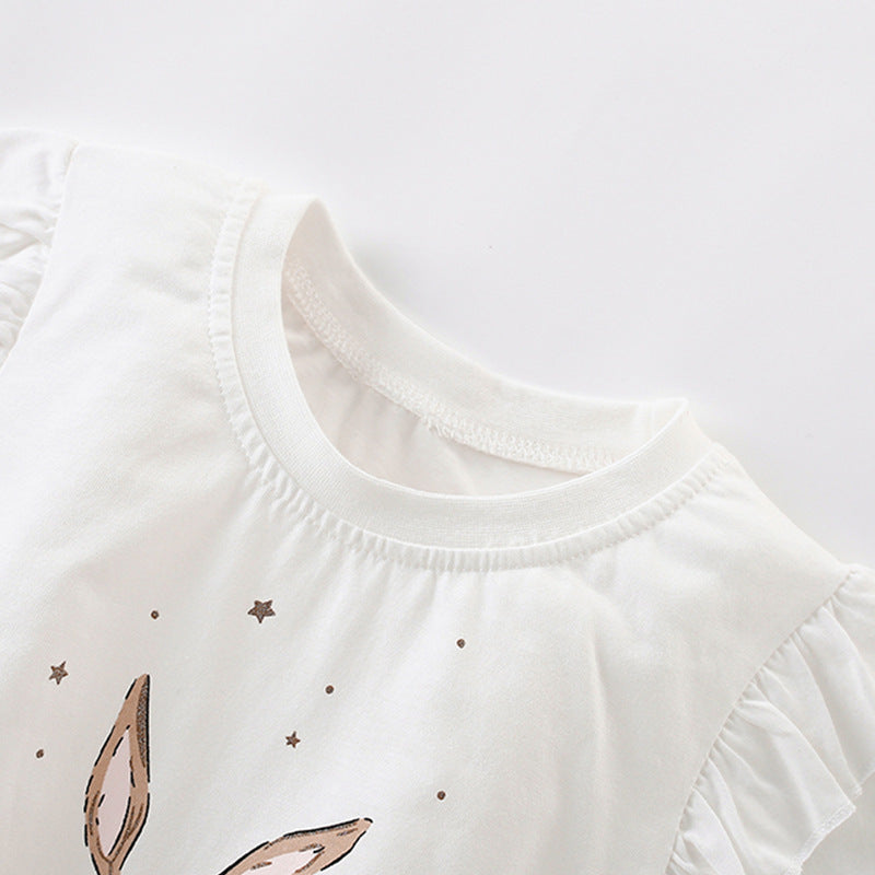 Summer Girls’ Rabbit and Stars Pattern T-shirt in European and American Style, MyKids-USA®, Baby & Toddler Tops, MyKids-USA -  -  -  -  -  -  - 