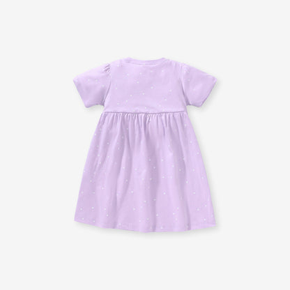 Summer Baby Kids Girls Short Sleeves Purple Dress With White Dots, MyKids-USA®, Baby & Toddler Dresses, MyKids-USA -  -  -  -  -  -  - 