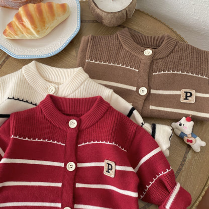 Winter and Autumn Baby Kids Unisex Striped Long Sleeves Cardigan and Pants Knitted Clothing Set, MyKids-USA®, Baby & Toddler Outfits, MyKids-USA -  -  -  -  -  -  - 