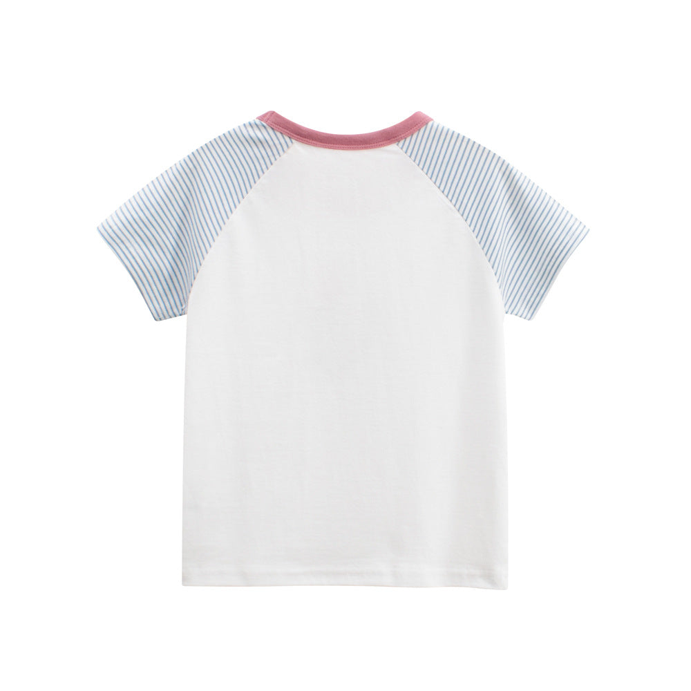 Summer Girls’ Rabbit and Striped Pattern T-shirt in European and American Style, MyKids-USA®, T-Shirts, MyKids-USA -  -  -  -  -  -  - .