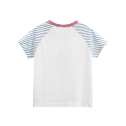 Summer Girls’ Rabbit and Striped Pattern T-shirt in European and American Style, MyKids-USA®, T-Shirts, MyKids-USA -  -  -  -  -  -  - .