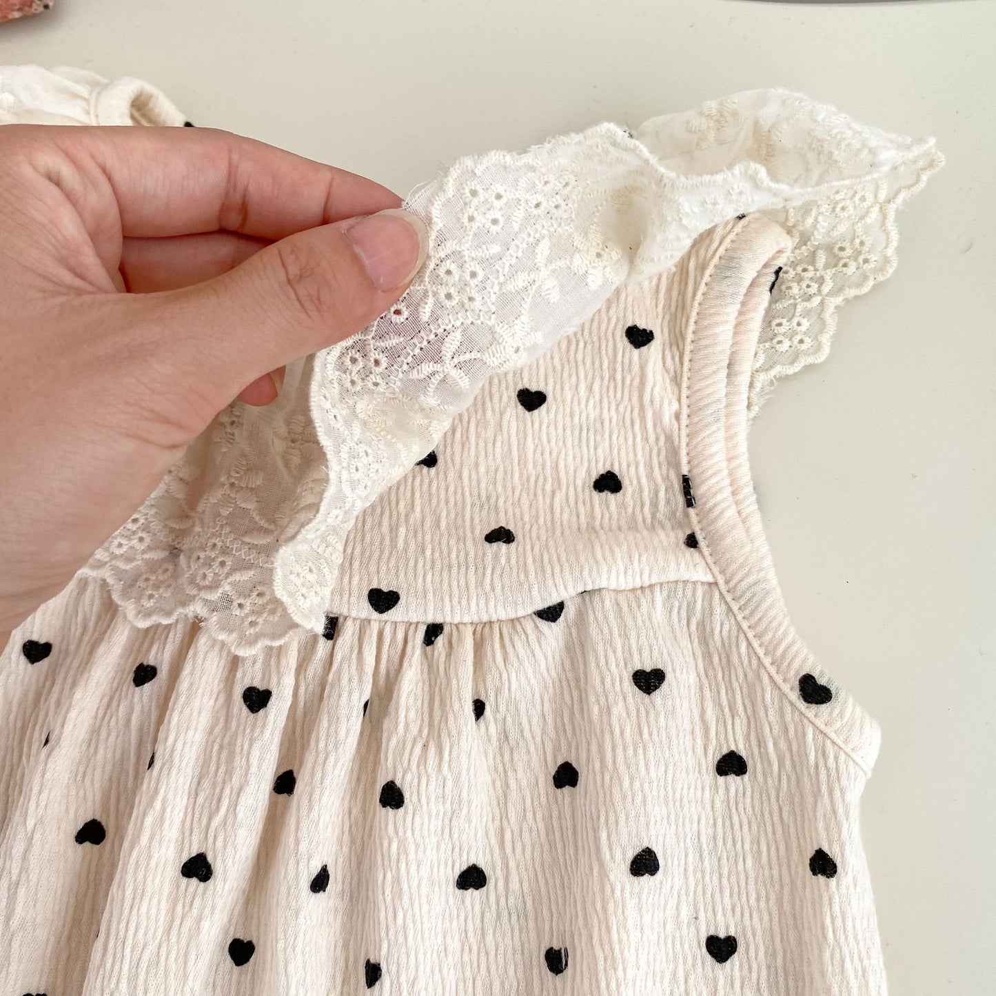 Summer Arrival Baby Girls Apricot Sleeveless Hearts Pattern Onesies with Embroidered Collar, MyKids-USA®, Baby One-Pieces, MyKids-USA -  -  -  -  -  -  - 