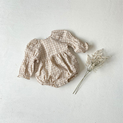 MyKids-USA® Autumn Arrival Baby Kids Girls Long Sleeves Vintage Plaid Bodysuit