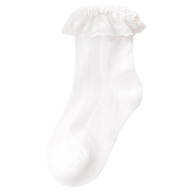 Baby Solid Color Ruffle Socks Princess Breathable Socks, MyKids-USA®, Baby & Toddler Socks & Tights, MyKids-USA - Size/Age - S (0-1Y) - Color - White -  -  - JM230502009-D