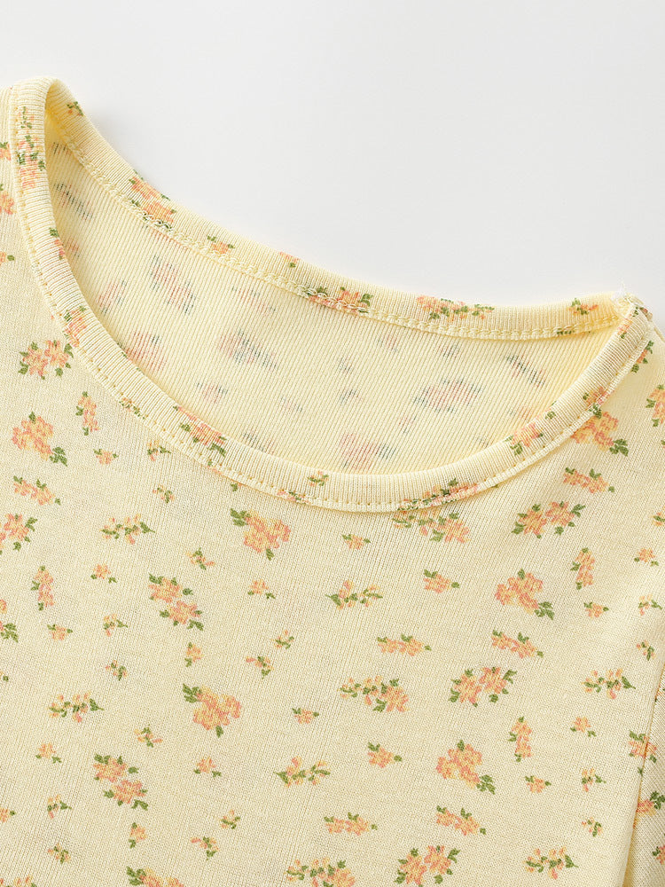 Summer Baby Kids Girls Short Sleeves Floral Pattern Dress
