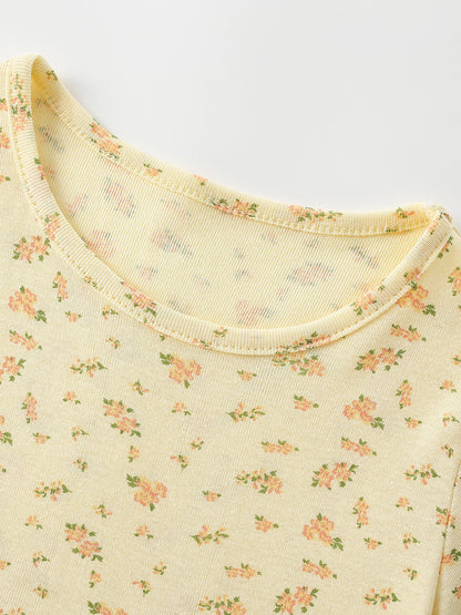 Summer Baby Kids Girls Short Sleeves Floral Pattern Dress