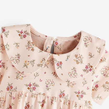 Baby Girl Ditsy Flower Pattern Doll Neck Dress